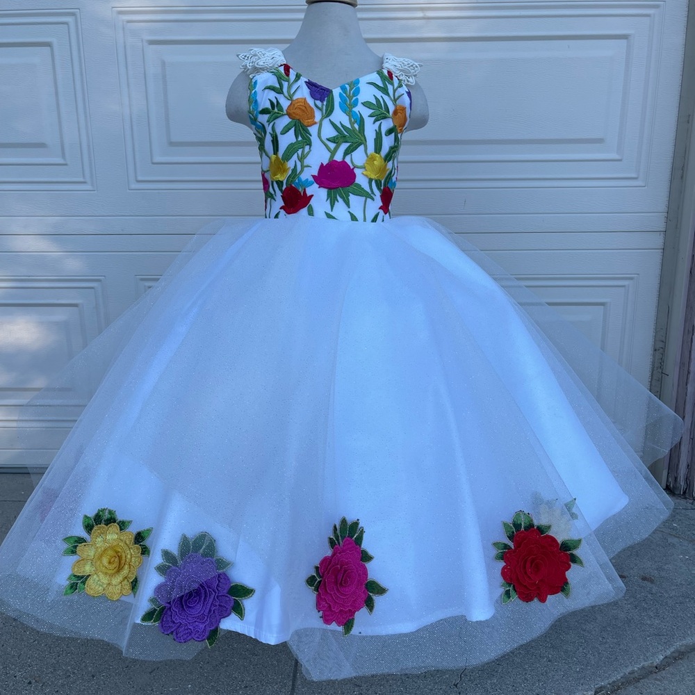 Floral Embroidered White Dress